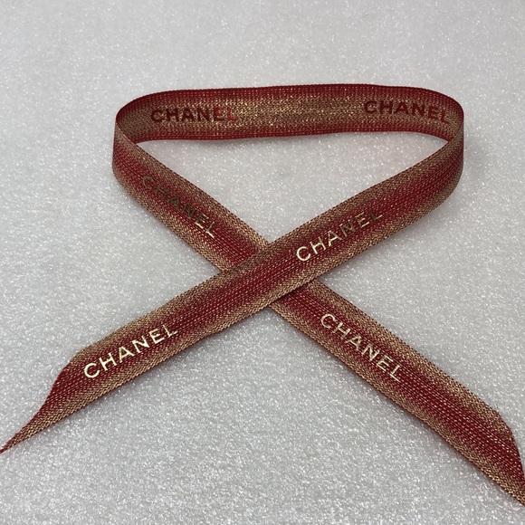 Authentic CHANEL Red & Gold Lurex Ribbon - Picture 1 of 6